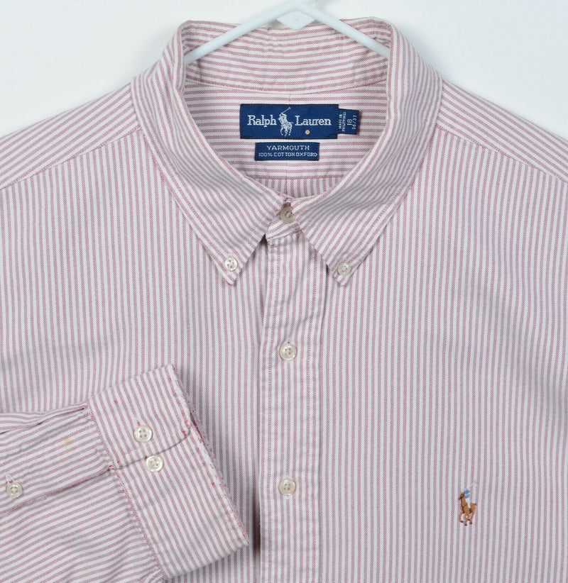 Polo Ralph Lauren Men's 18 36/37 (2XL) Pink/Red Striped Oxford Button-Down Shirt