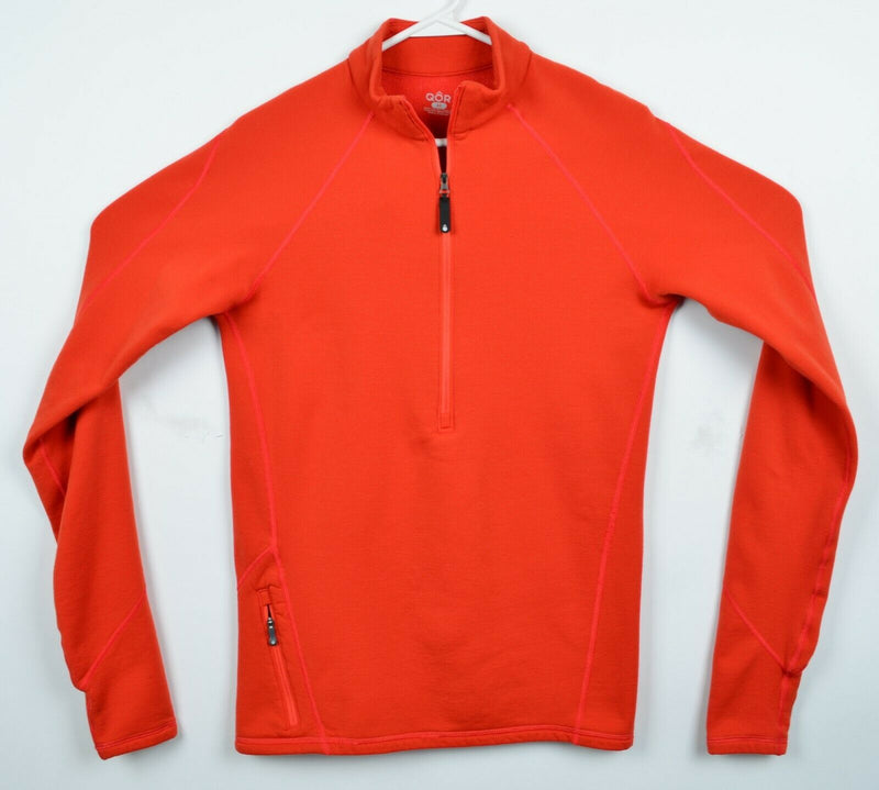 QOR Men's Medium Merino Wool Blend Polartec Orange Half-Zip Base Layer Top