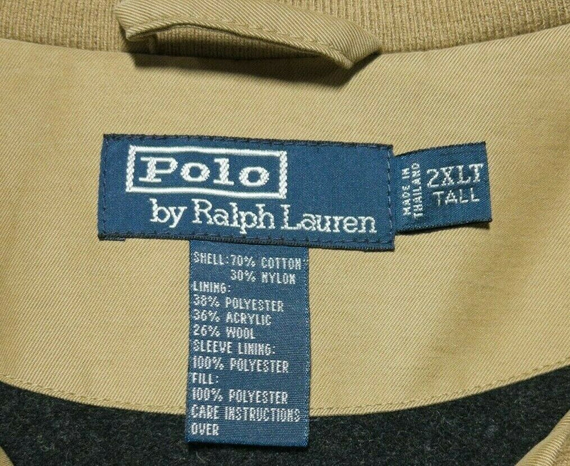 Polo Ralph Lauren Men's 2XLT (2XL Tall) Wool Lined Solid Brown Zip Bomber Jacket