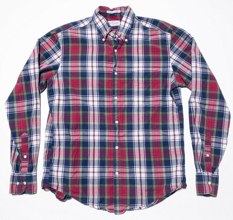 GANT Fall Handloom Madras Shirt Red Navy Plaid Button-Down Men's Medium