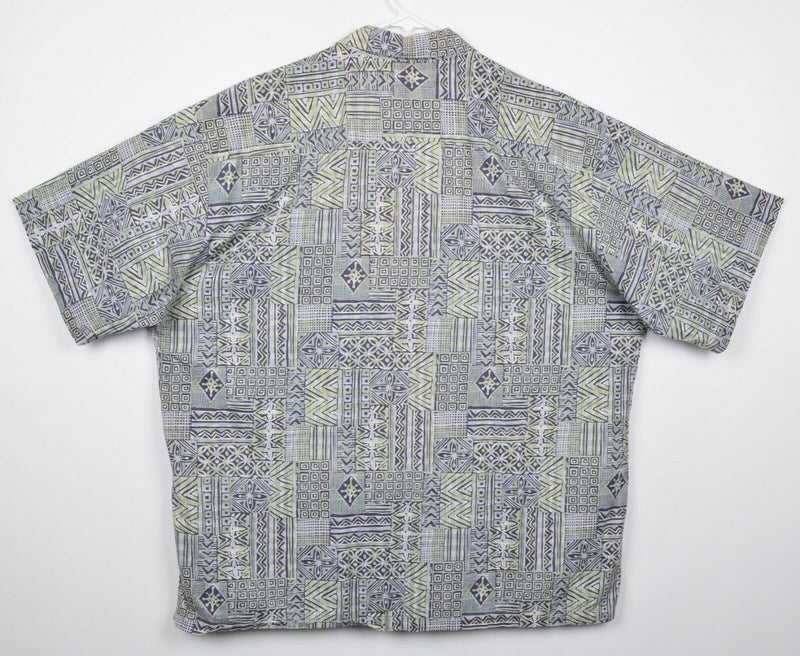 Tori Richard Men's Sz 2XL Geometric Cotton Lawn Green Gray Hawaiian Aloha Shirt