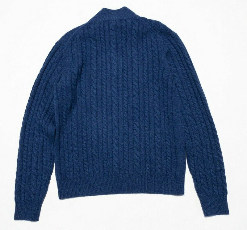 Bloomingdale's Sweater Men's Medium Wool Cashmere Cable-Knit Blue Pullover