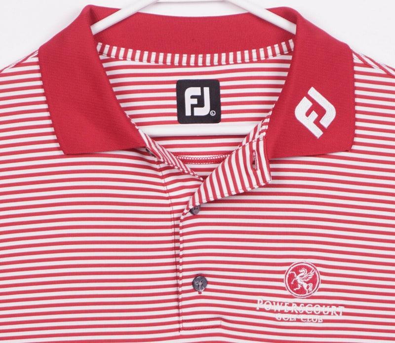 FootJoy Men's Large Logo Collar Tour Issue Red White Striped Golf Polo Shirt