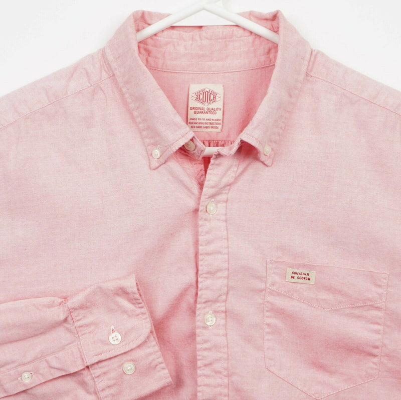 Scotch & Soda Men's Medium Solid Light Pink Long Sleeve Button-Down Shirt