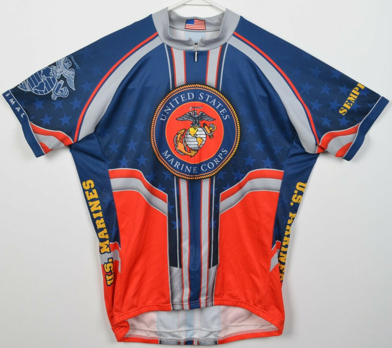 United States Marine Corps Men's XL Primal USMC Blue Red Cycling Jersey