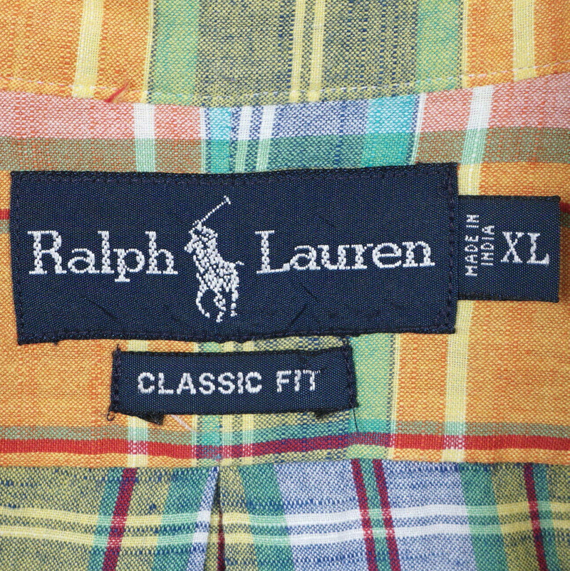 Polo Ralph Lauren Men's XL Classic Indian Madras Yellow Plaid Button-Down Shirt