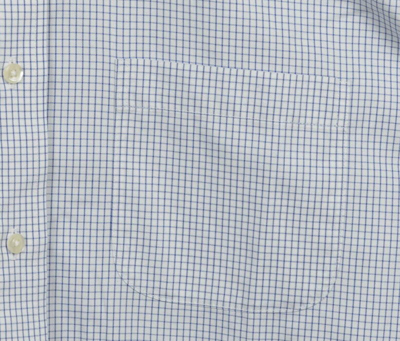 Brooks Brothers Men's 18-4/5 Regular Fit White Blue Non-Iron Dress Shirt