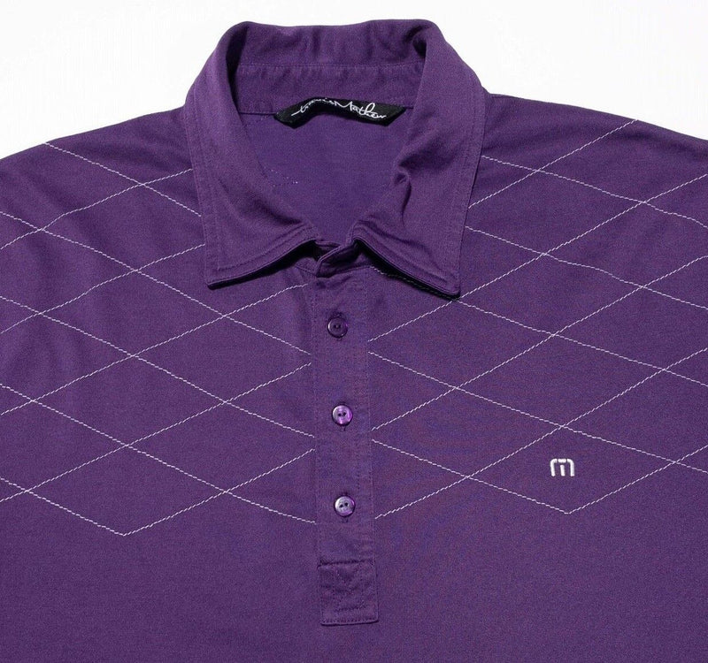 Travis Mathew Polo Mens Fits Size Large Shirt Golf Purple Diamond Argyle Stretch