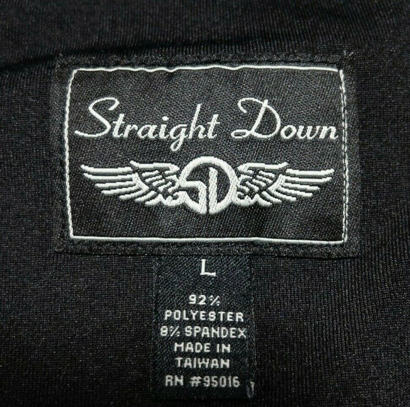 Straight Down Jacket Men's Large Golf 1/4 Zip Solid Black Fleece Pullover