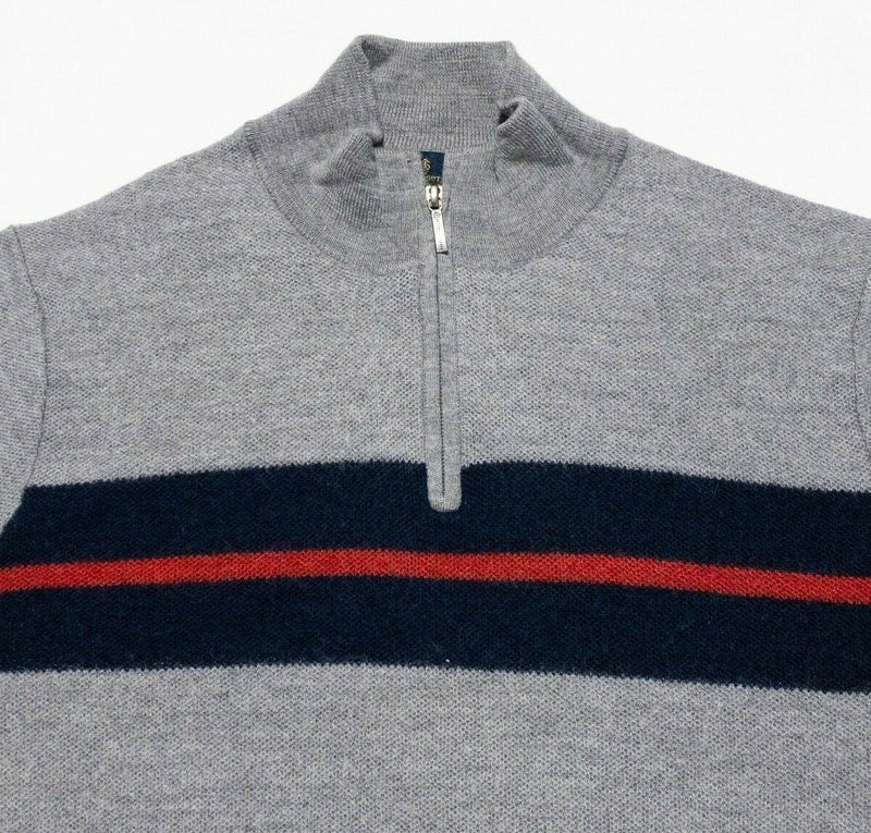 Brooks Brothers Sweater Boy's XL Merino Wool 1/4 Zip Gray Striped Pullover