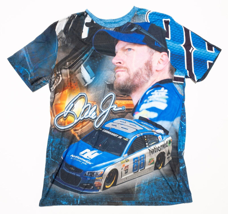 Dale Earnhardt Jr. All Over Print NASCAR T-Shirt Men's XL Blue Hendrick Face
