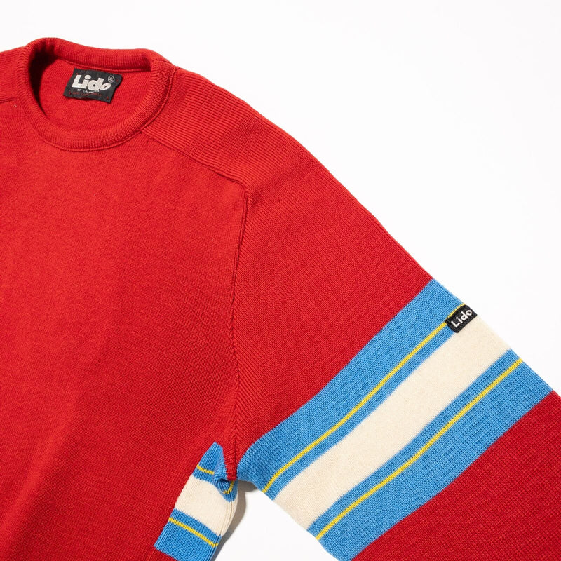 Vintage Lido of California Ski Sweater Men's XL Wool Blend Red 80s Knit Pullover
