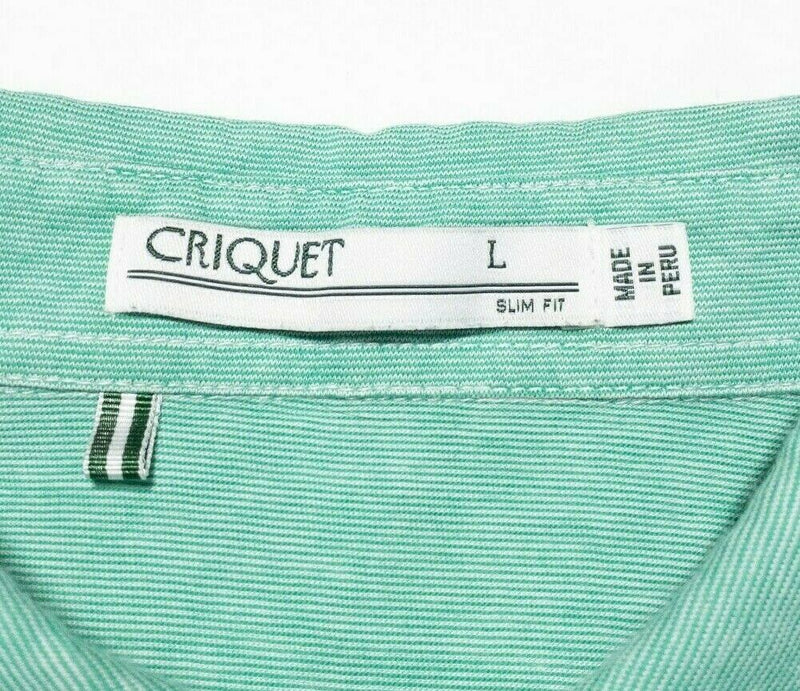 Criquet Polo Large Slim Fit Men's Shirt Green Pocket Short Sleeve Golf Casual
