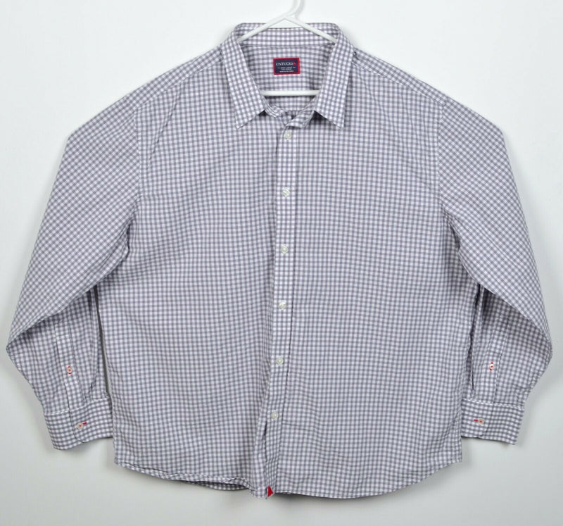 UNTUCKit Men's 3XL Gray White Gingham Check Long Sleeve Button-Front Shirt