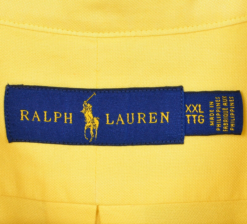 Polo Ralph Lauren Men's 2XL Solid Yellow Pony Short Sleeve Button-Down Shirt