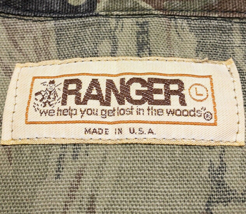 Vintage Ranger Camo Shirt Large Men's Button-Front Hunting Camouflage 80s