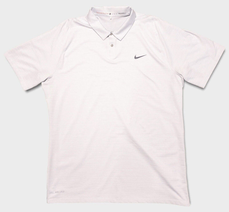 Nike Tiger Woods Golf Polo XL White Snap Collar Vented Elite Cool Formation