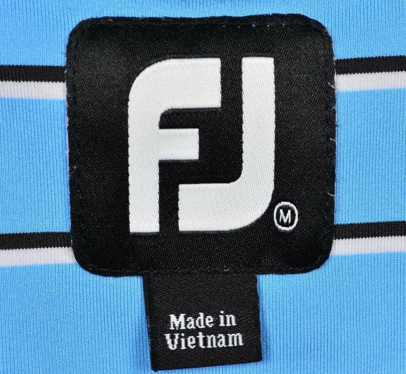 FootJoy Men's Medium Blue Striped FJ Golf Wicking Performance Polo Shirt