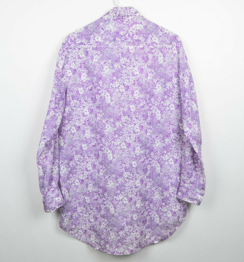 Frank & Eileen Women's Medium "Mary" Shirt Dress 100% Linen Purple Floral Dress