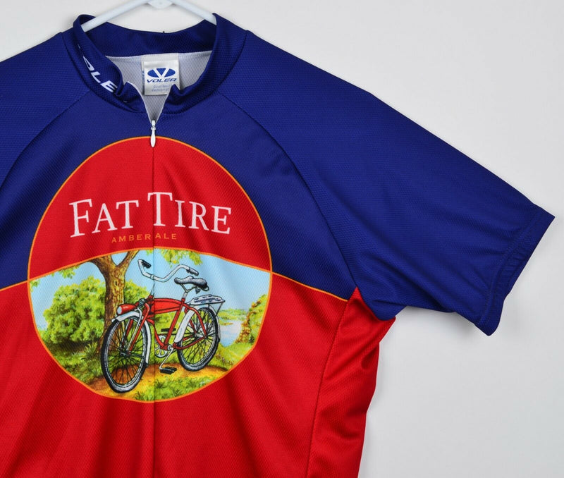 Fat Tire Beer Men's Sz Medium New Belgium Red Blue Pockets Voler Cycling Jersey