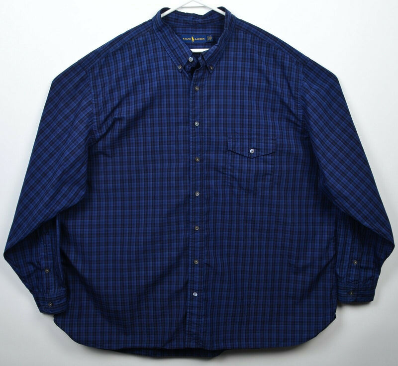 Polo Ralph Lauren Men's 3XB (3XL Big) Navy Blue Plaid Button-Down Shirt