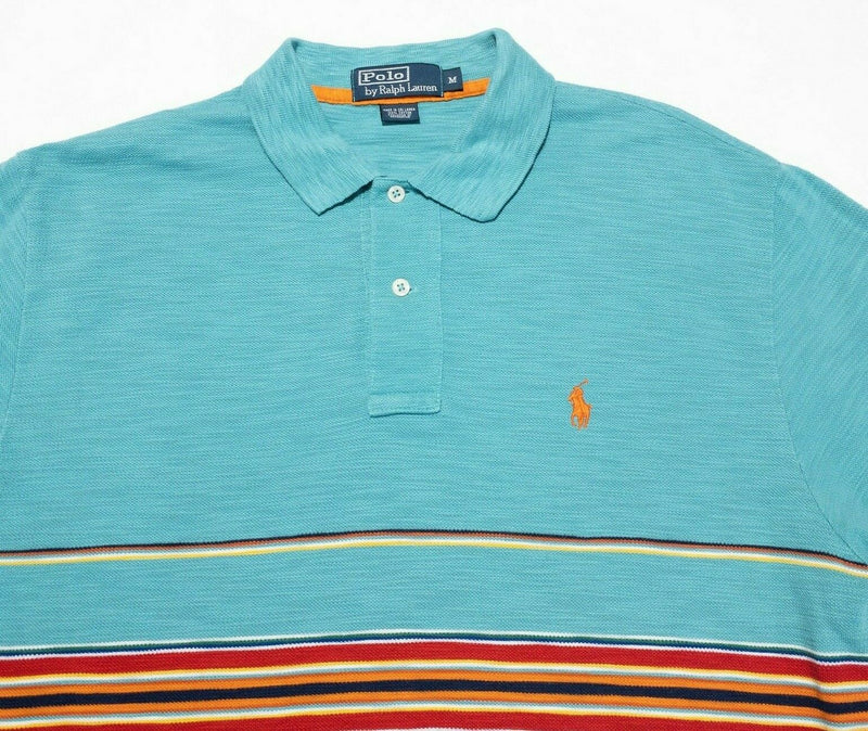 Polo Ralph Lauren Polo Shirt Medium Men's Turquoise Blue Center Stripe