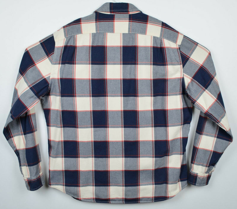 Wallace & Barnes Men's XL Classic Flannel Navy Plaid J. Crew Button-Front Shirt