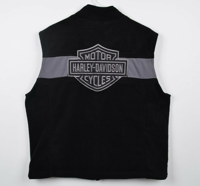 Harley-Davidson Men’s XL Logo Shield Black Gray Full Zip Mesh Lined Fleece Vest