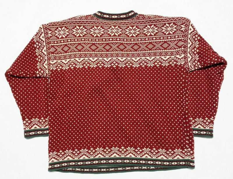 L.L. Bean Women's XL Fair Isle Red Geometric Knit Christmas Holiday Sweater