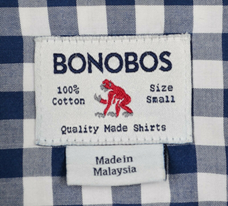 Bonobos Men's Sz Small Navy Blue Gingham Check Plaid Long Sleeve Shirt