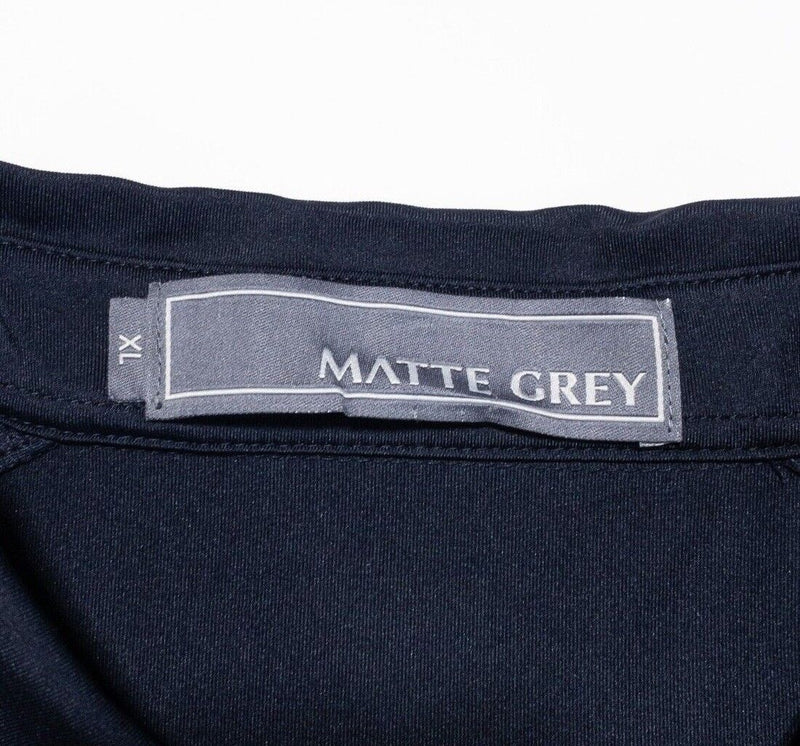 Matte Grey Golf Polo XL Men's Captain Navy Blue Wicking Stretch Bay Club