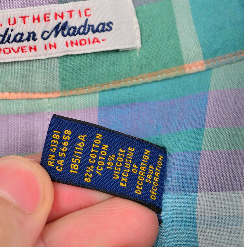 Polo Ralph Lauren Men's Sz 3XB Indian Madras Green Purple Plaid S/S Shirt