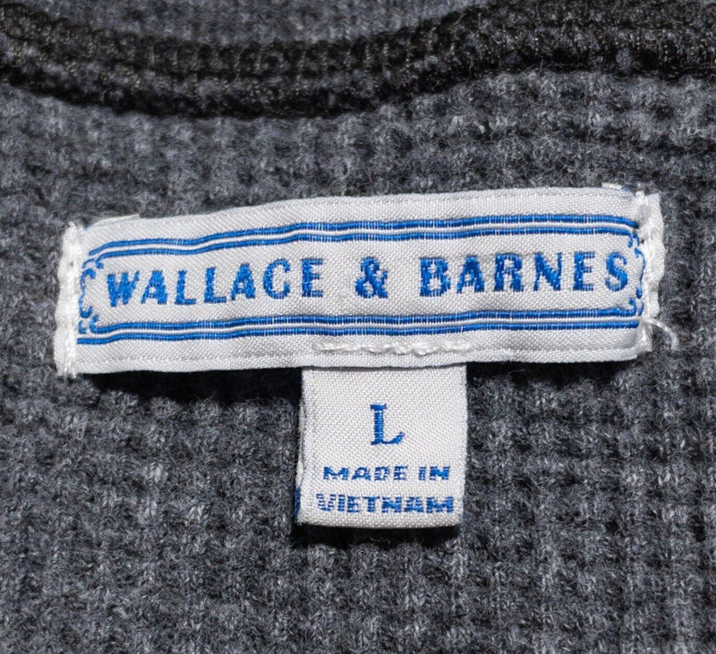 Wallace & Barnes Thermal Shirt Men's Large Henley Waffle Knit Long Sleeve Gray