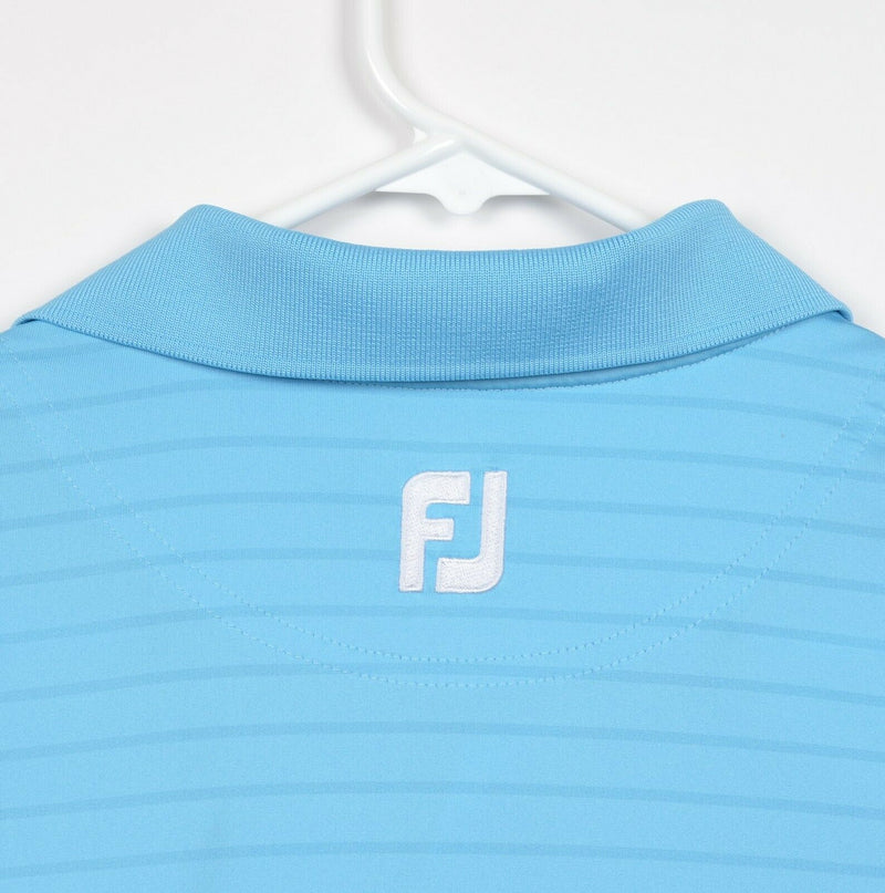 FootJoy Men's Sz Medium Light Blue Striped FJ Performance Golf Polo Shirt