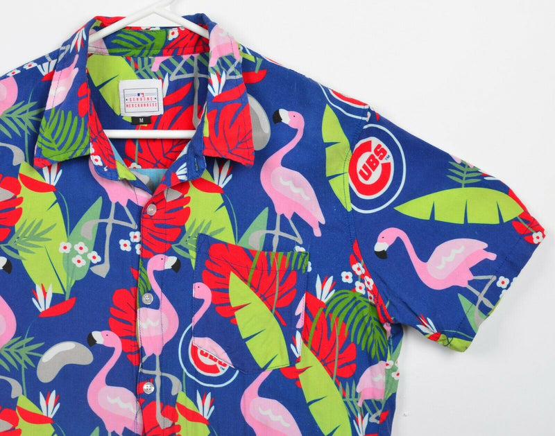 Chicago Cubs Men's Medium Floral Flamingo MLB Short Sleeve Hawaiian Shirt