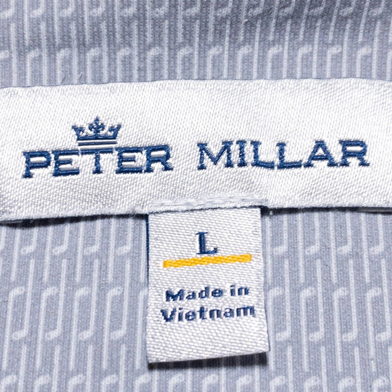 Peter Millar Perth 1/4 Zip Men's Large Clubs Print Geometric Wicking Golf Gray