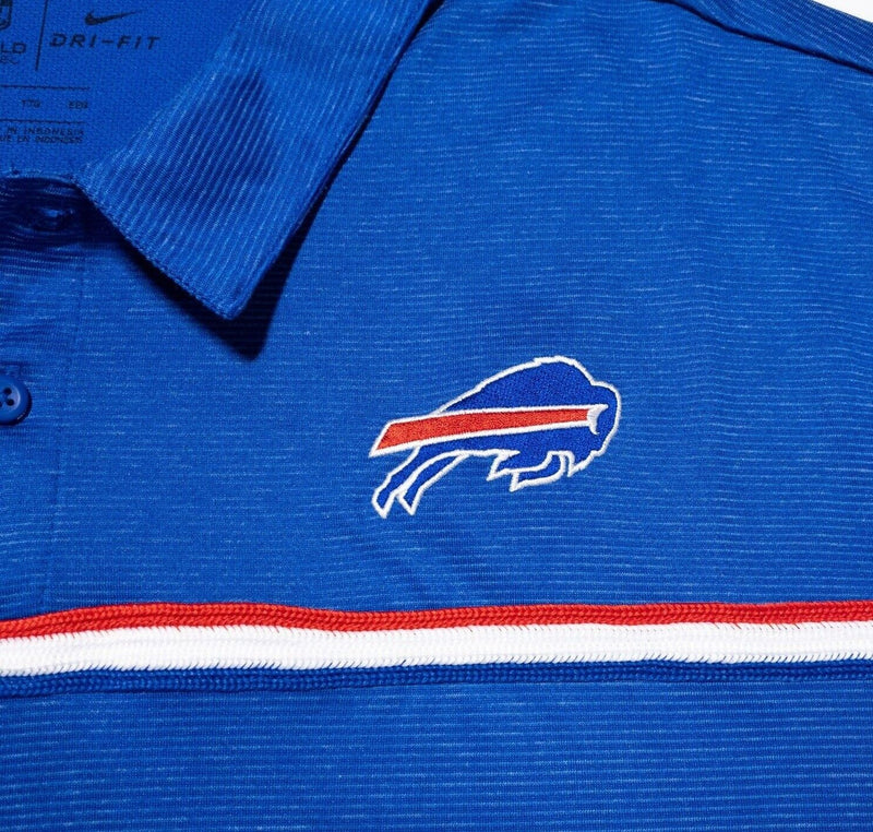 Buffalo Bills Nike Polo XXL Men's NFL On Field Blue Striped Dri-Fit Wicking 2XL