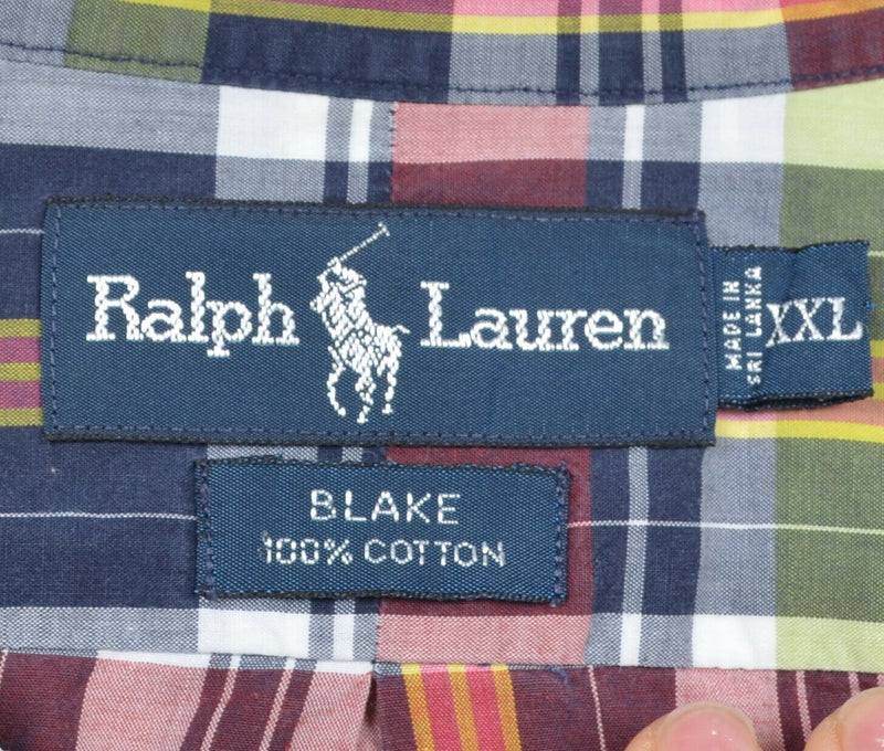 Polo Ralph Lauren Men's 2XL Multi-Color Navy Plaid "Blake" Button-Front Shirt