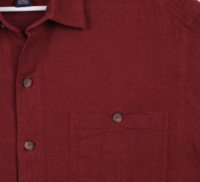 Duluth Trading Co. Men's Sz LT Large Tall Hemp Organic Cotton Burgundy Red Shirt