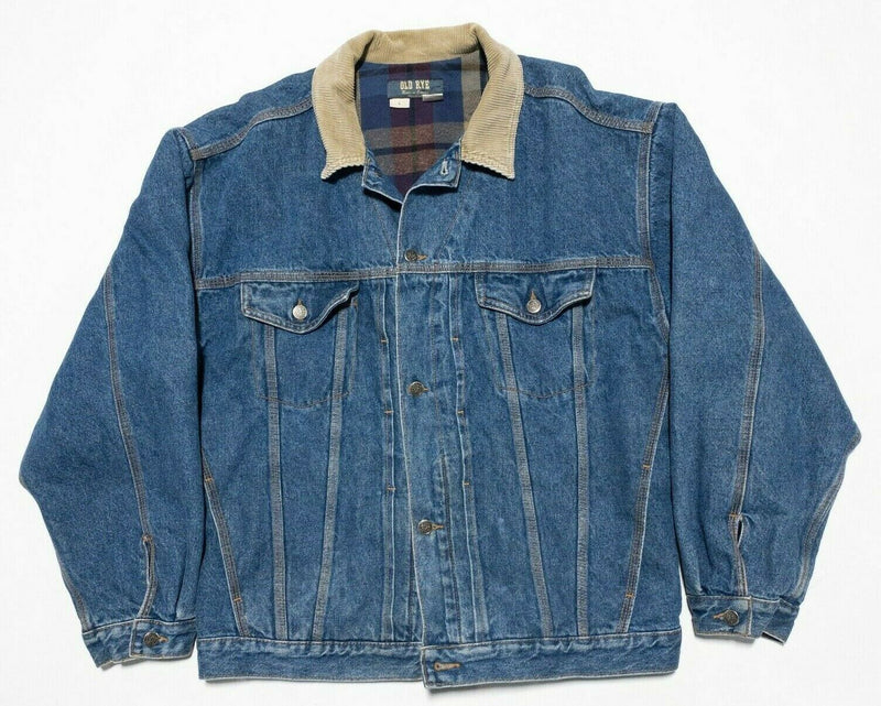 Old Rye Denim Flannel Lined Trucker Jacket Vintage Made in Canada Men's Large