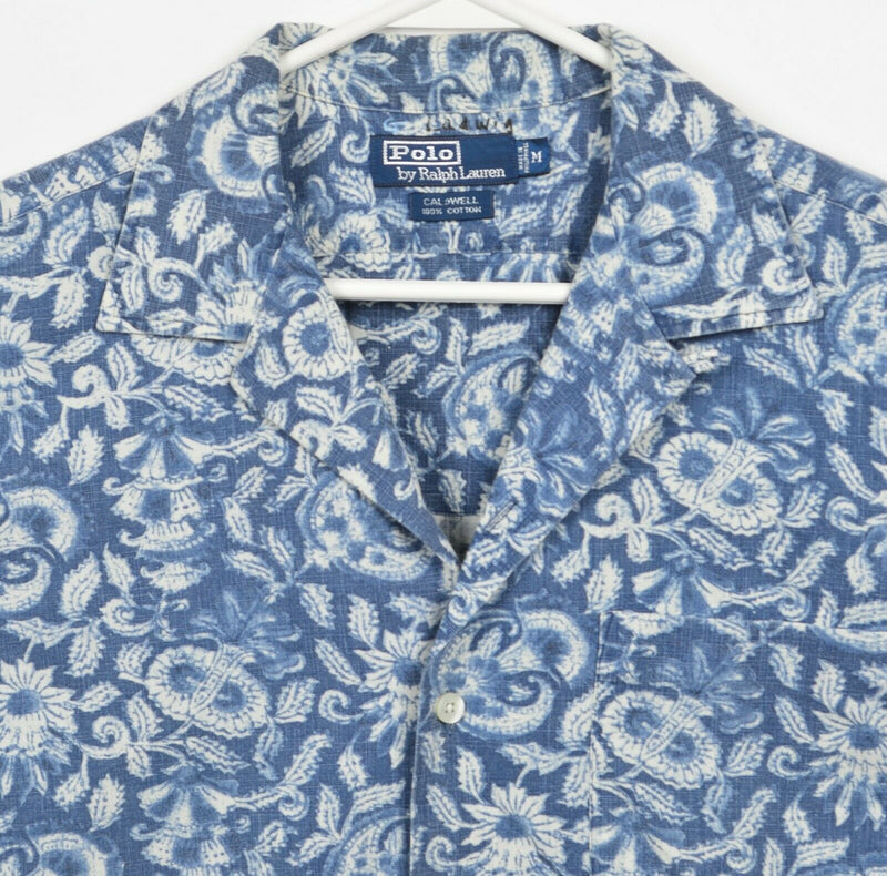 Polo Ralph Lauren Men's Medium Floral Paisley Blue Hawaiian Camp Caldwell Shirt