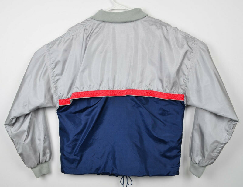 Vintage 80s Asics Tiger Men's Large? Silver Navy Zip Windbreaker Track Jacket