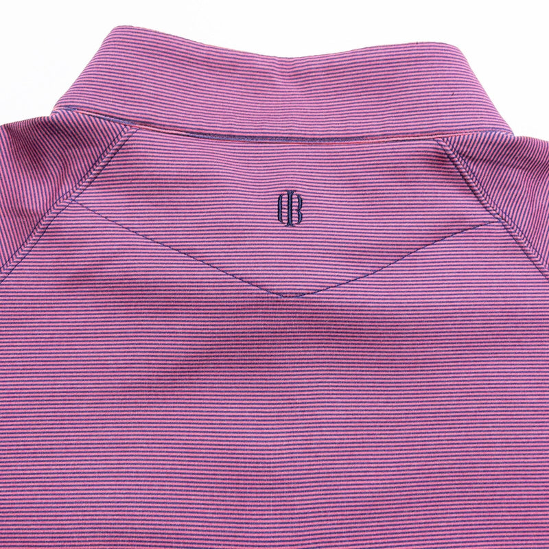 Holderness & Bourne 1/4 Zip Mens Large Tailored Dry Luxe Performance Pink Stripe