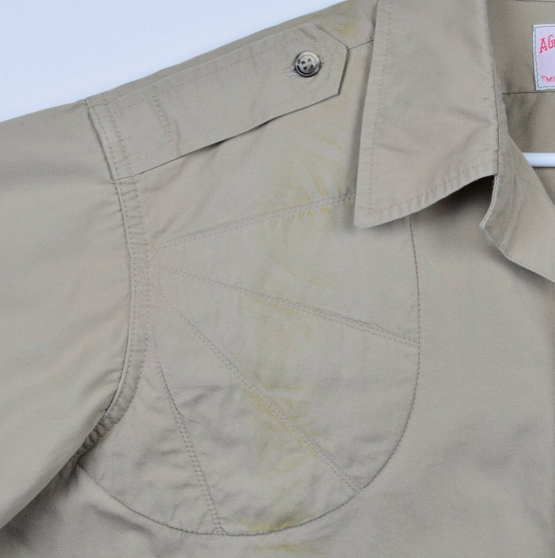 Vintage CC Filson Men's 48 Khaki Safari Hunting Shoulder Pad Button-Front Shirt