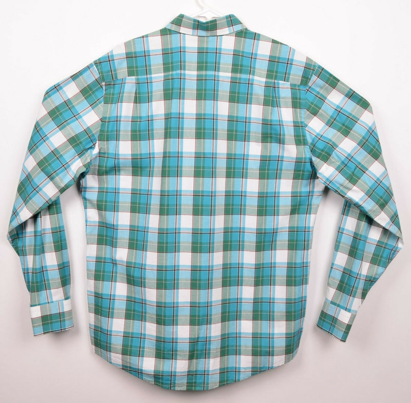 Southern Tide Men's Sz Large Tailored Fit Green Blue Plaid Button-Down Shirt