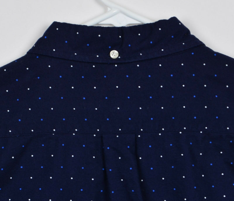 Bonobos Men's Large Slim Fit Polka Dot Navy Blue Long Sleeve Button-Down Shirt