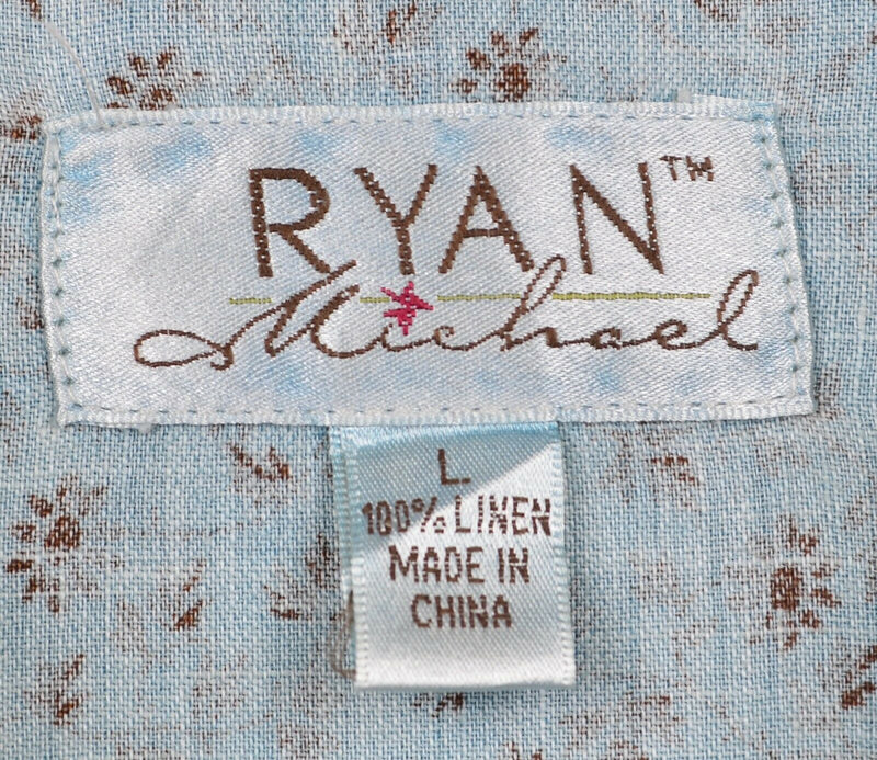 Ryan Michael Men's Sz Large 100% Linen Floral Pearl Snap Western Shirt