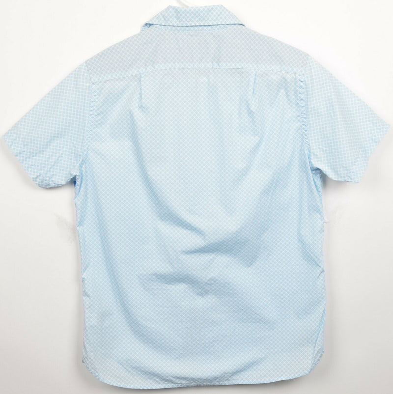 Psycho Bunny Men's XS (Extra Small) Blue Geometric Bunny Logo Button-Front Shirt