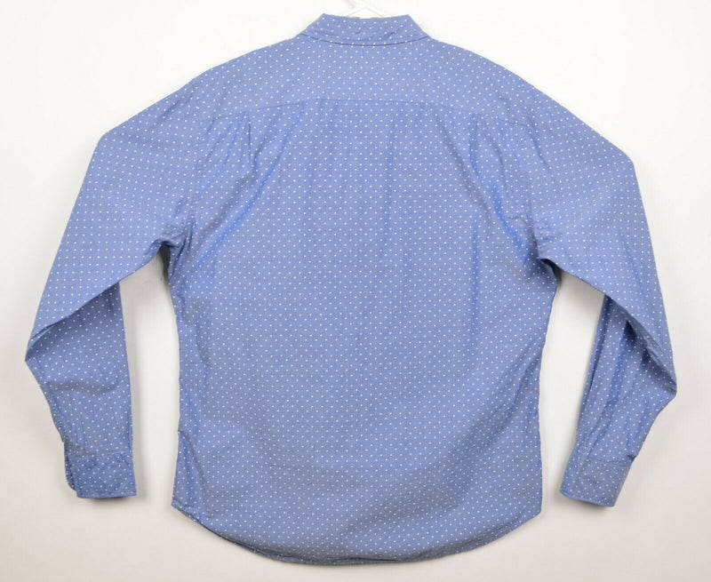 Bonobos Men's Sz Large Slim Fit Blue Polka Dot Long Sleeve Button-Down Shirt