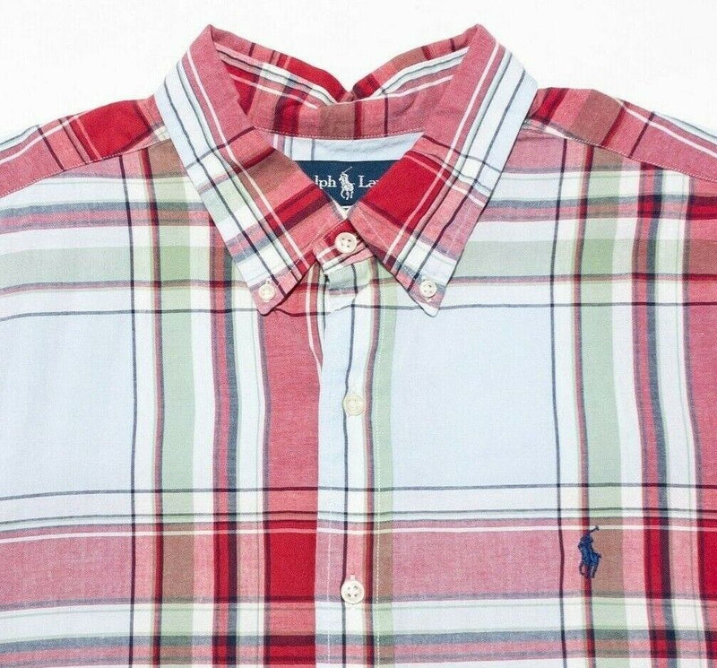 Polo Ralph Lauren Classic Fit XXL Shirt Mens Red Plaid Short Sleeve Button-Down